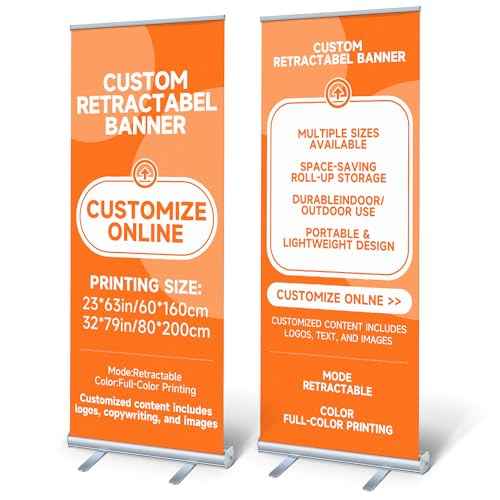 Custom Retractable Banner Stand 33"x81" ? Personalized Roll Up Display with Carry Bag, Adjustable Height, Portable Stand for Trade Shows, Events, Business Promotions