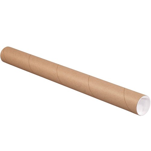 AVIDITI Mailing Tubes with Caps, 2 Inch x 12"L, 50-Pack | Cardboard Tube Mailer for Poster Box, Blueprint, Teachers, Artwork, Long Art Holder, 2x12 Kraft, P2012K