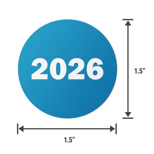2026 Year Labels (0.75 inch, Round, Teal - 600 Labels) Circle Color Coded 2026 Labels for Class of 2026 Graduation, Medical Files, Book Keeping or Inventory Supplies