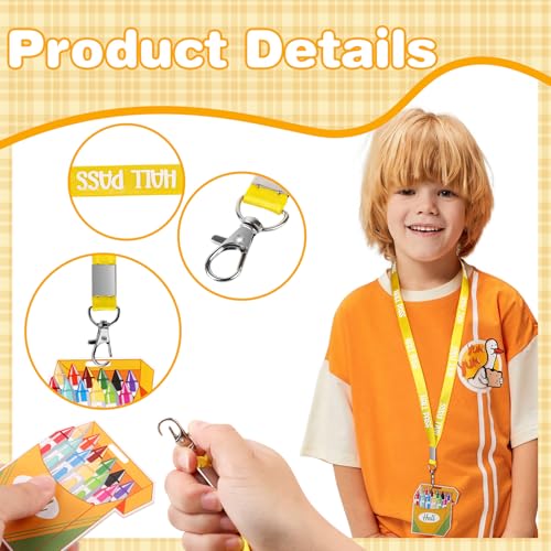 6-Pack Acrylic School Hall Pass Lanyards with Student Passes for Teachers & Classrooms