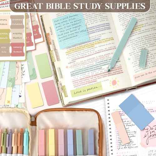 Duchong Bible Study Supplies, Bible Journaling Kit with No Bleed Bibles Highlighters and Pens, Storage Bag, Tabs, Sticky Notes, Ideal Christian Bible Gifts for Women
