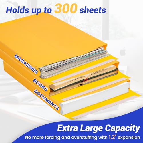 Goefun Yellow 10x13 Heavyweight Manilla Envelopes with Gussets - Expandable, Self-Sealing, Pack of 25
