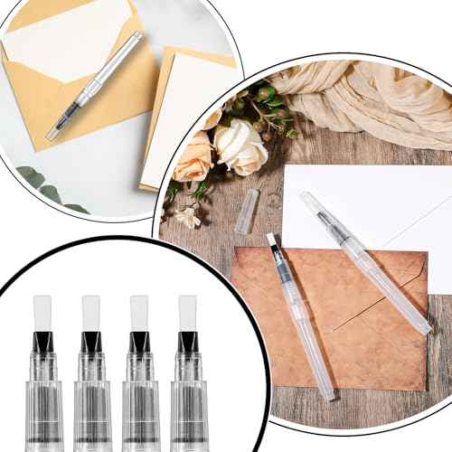 6 Pcs Pencil Style Envelope Moistener Stamp Moistener with Nylon Brush Head Mailing Moistener Wetter Roller Envelopes Sealer Moistener with Brush Head for Office Classroom(Clear)
