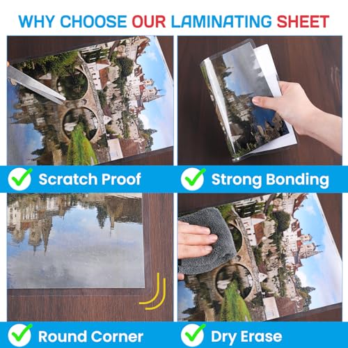CAREGY 200 Pack Laminating Sheets, Hold 11 x 17 Inch Sheet, 3 Mil Clear Thermal Laminating Pouches 11.5 x 17.5 Inch Lamination Sheet Paper for Laminator, Round Corner