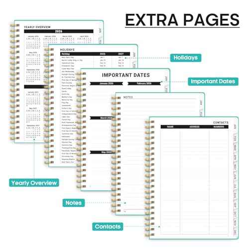 2026 Planner, Weekly and Monthly Calendar Planner, January 2026 - December 2026, Hardcover 2026 Calendar Planner Book with Tabs For Women & Men, Inner Pocket, Spiral Bound, Perfect for Office Home School Supplies - A5 (6.3" x 8.5"), Aquamarine