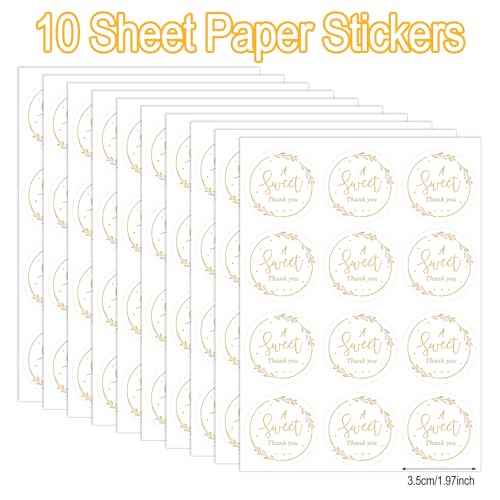 120 Pcs A Sweet Thank You Stickers, Personalized Stickers for Packaging, Gold Foil Thank You Gift Small Envelope Sticker Self-Adhesive Labels for Wedding, Baby Shower, Birthday, Gift Wrapping