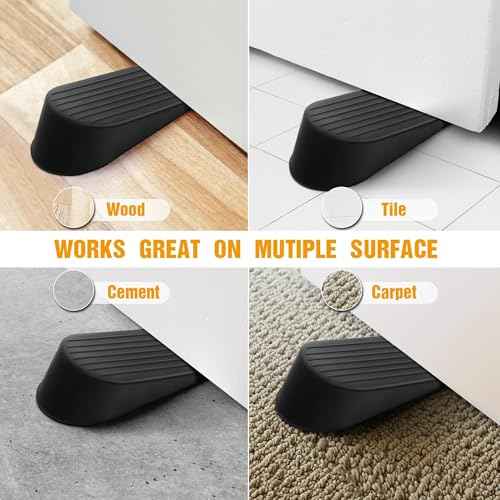 8 Pack Black Extra Large Door Stopper, High 1.9 inches Big, Prevents Door Gaps & Lock-Outs, Heavy Duty, Sturdy Rubber Stop Wedge