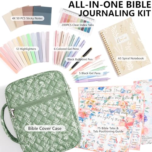 FLOE Floral Bible Cover Case for Women with Study Supplies & Journaling Kit