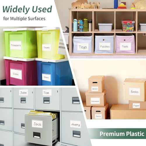 Storage Bin Labels, 42 Pack 4x6 Index Card Holder, Clear Adhesive Pockets, Removable Tote Labels Stickers for Packing Moving Box & Containers, Easy Peel Off