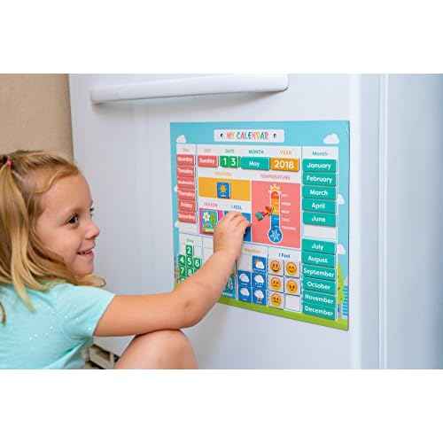 My First Daily Magnetic Calendar | Weather Station for Kids | Moods and Emotions | Preschool Learning Toys | Classroom Calendar Set |Usable on Wall or Fridge