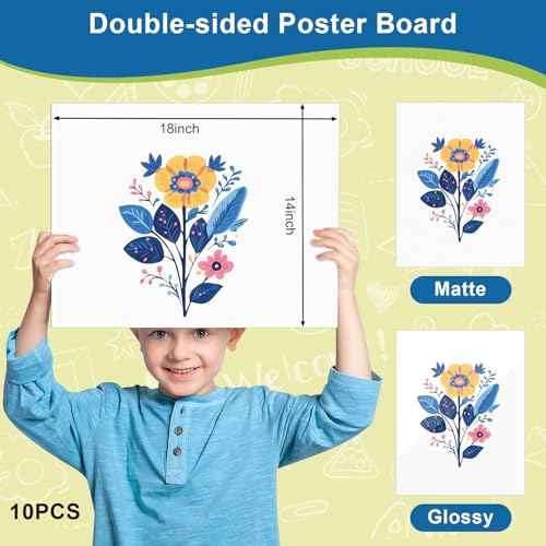 10 Pcs White Poster Board Paper 14x18, ROOKEA Blank Graphic Display Vision Boards Bulk for School Arts Classroom Crafts Projects Presentations Drawing Scrapbooking