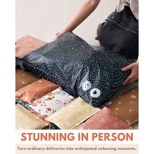 Poly Mailers 19x24-25 Pack Biodegradable Shipping Bags for Clothes and Large Items - Impack Self-Seal Waterproof Thick Mailing Envelope for Accessories & Clothing - Wavy Dots