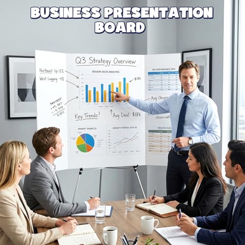 AKONEGE 2 Pack White 36x48 Inch Trifold Foam Poster Boards for Presentations & Displays