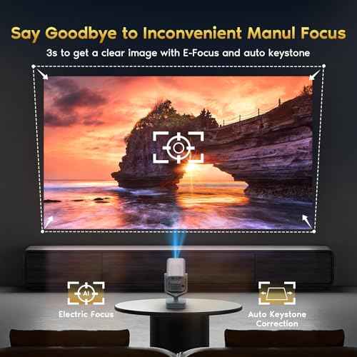 Mini Portable Projector with WiFi 6 and Bluetooth 5.2, 1080P 4K Support, 200 ANSI Lumens, Electric Focus &Auto Keystone 270¡Æ Rotatable Movie Wireless Projector for Phone, Compatible with TV Stick/HDMI