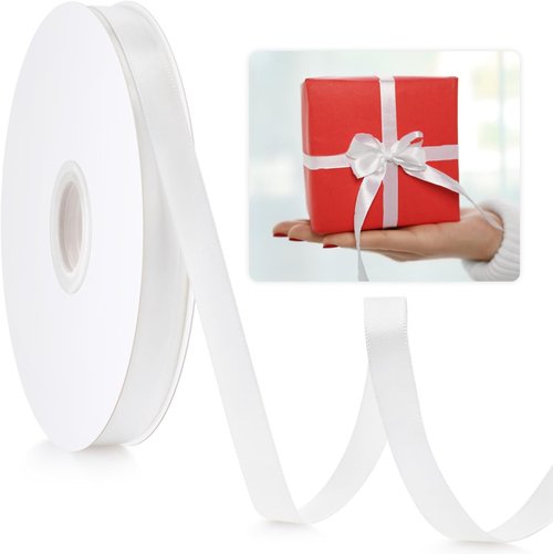 3/8" White Satin Ribbon by [Brand Name] - 50 Yards for Gift Wrapping & Floral Bouquets | Perfect for Weddings & Crafts