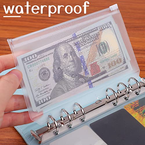Antner A6 Size Binder Pockets 12pcs Clear Zipper Envelopes for Budgeting & Organization