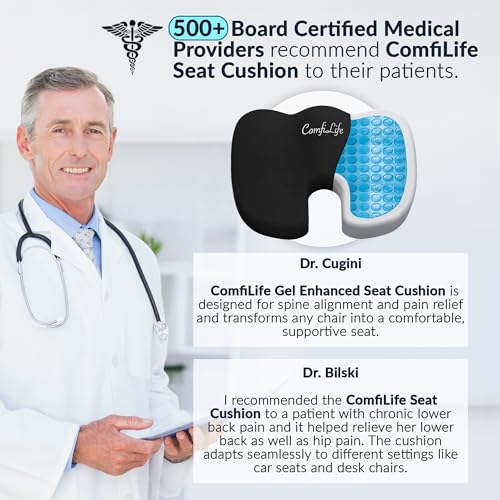 ComfiLife Premium Gel & Memory Foam Seat Cushion ? Doctor Recommended Office Chair Cushion, Car Seat Cushion ? Chair Cushions for Back & Sciatica Pain Relief ? Seat Cushions for Office & Desk (Black)
