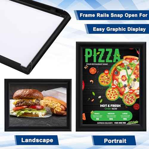 Blulu 2 Pcs Black, 8.5 x 11 Inch, Front Load Easy Open Snap Frame Poster/picture Frame, Metal Frame, Snap Open Sign Holder Frame, Wall Mount or Tabletop