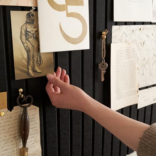 Large Felt Bulletin Board - Stylish Perfectly Sized 35" x 47" Cork Board Alternative for Office & Wall Decor ? 12 Customizable Adhesive Tiles w/Golden Pins are Perfect to Display Your Photos