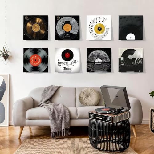 Kalami 6 Pack Vinyl Record Holder Wall Mount - Self-Adhesive Display Shelves