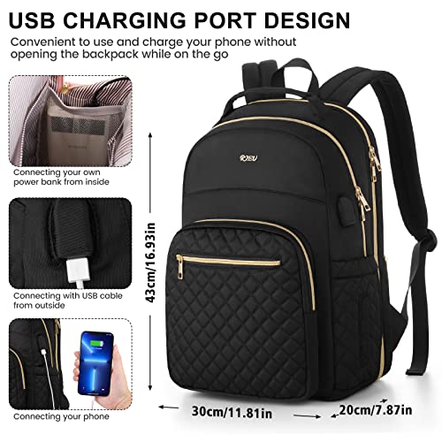 Laptop Backpack Women,Teenagers Girl Middle High School Bag,Bookbags College Students for Gym Camping,Back Packs Work Travel TSA Friendly,Mochila Mujer,Black
