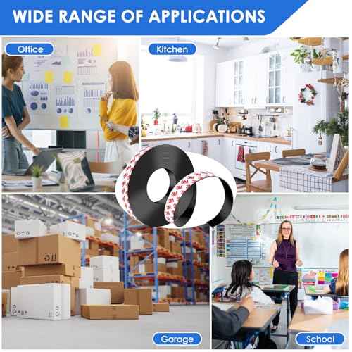 Magnetic Tape - 1" x 32ft Magnet Strip Tape Roll with Strong Adhesive Backing for Kitchen, Office, School Organization, Easy to Use and Multipurpose (2 Pack)