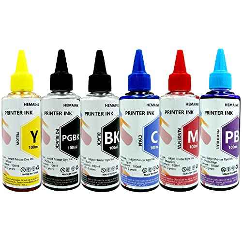 Empty Refillable Ink Cartridge and 6 Bottles Ink Compatible for Canon 280xxl 281xxl PGI-280XXL CLI-281XXL for PIXMA TS9120 TS8120 TS8220 TS8320 Printer (PGBK,BK,C,M,Y,Photo Blue) 6 Colors