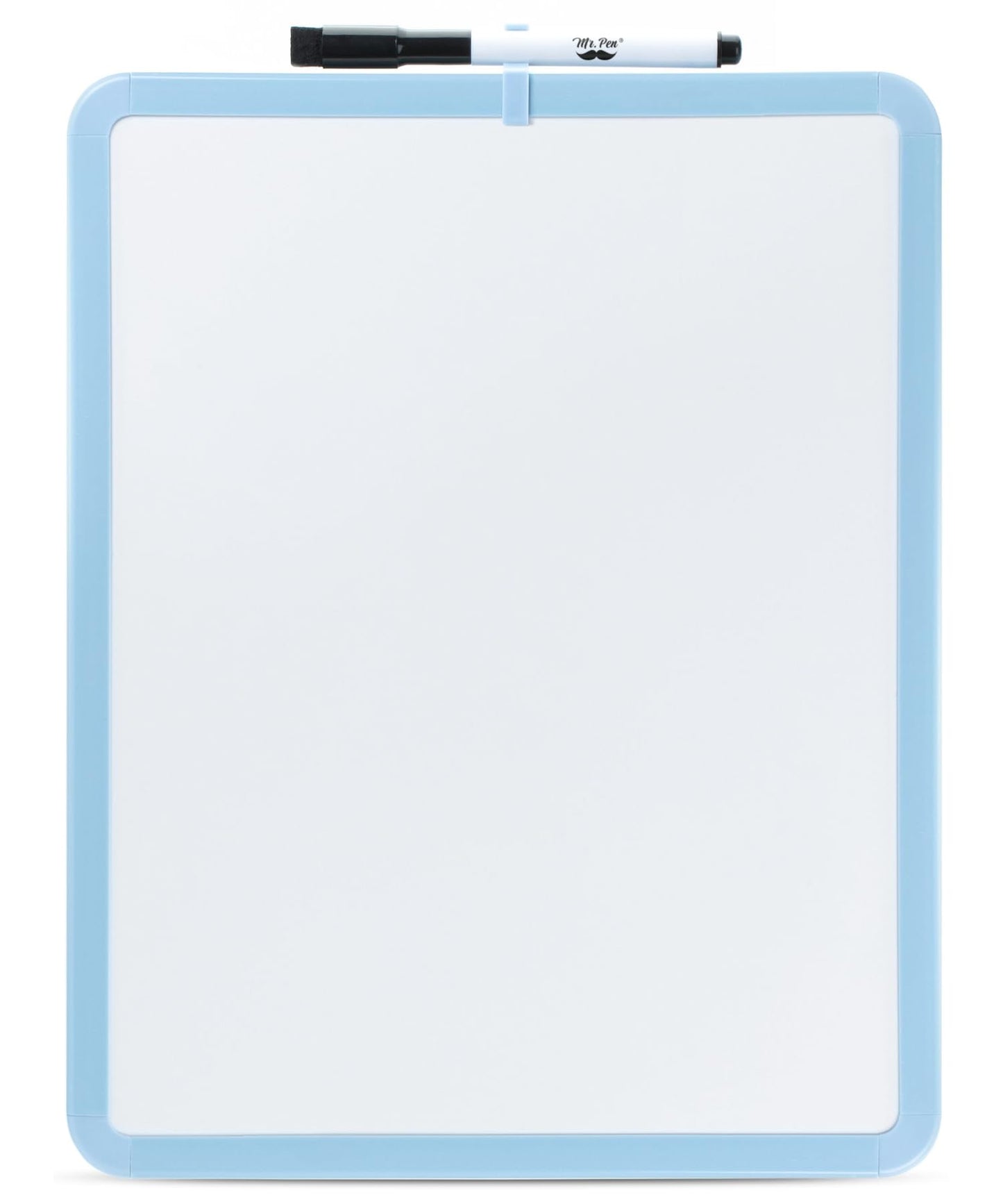 Mr. Pen- Dry Erase Board, 14” x 11” with a Black Dry Erase Marker, Blue Frame, Small Mini White Board for Students, Fridge, Wall, Locker, Includes Double Sided Tapes