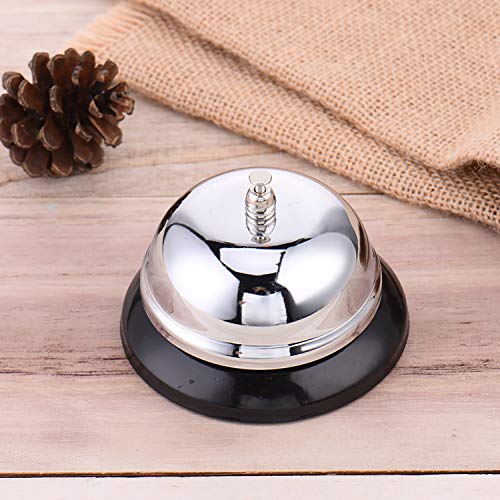 HeeYaa 3.3 Inch Silver Call Bell Pack of 2 – Sturdy Metal Desk Bells for Hotels, Hospitals, Schools, Reception Areas