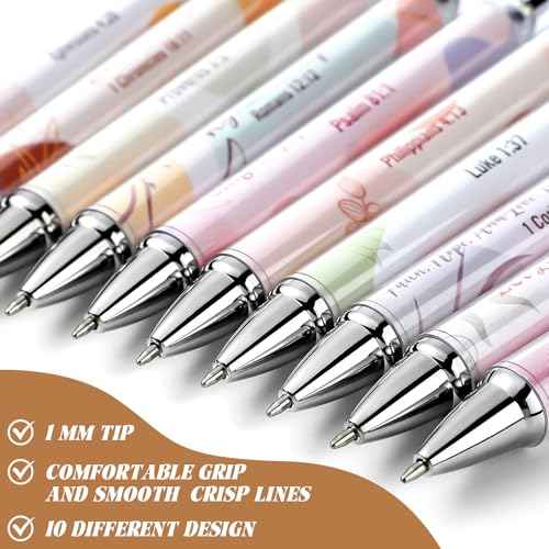 Ctosree 100 Count Bible Verse Ballpoint Pens Bulk Novelty Boho Scripture Christian Gift for Women Scripture Ballpoint Retractable Black Ink Pens Religious Gift for Vbs School Office Church Supplies