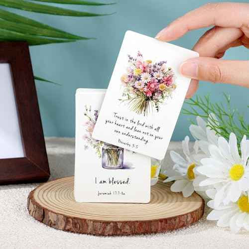 JoycuFF Affirmation Cards for Women, Prayer Cards Bible Verse Scripture 50 Daily Positive Affirmations & Meditation Mindfulness Empowerment Gifts