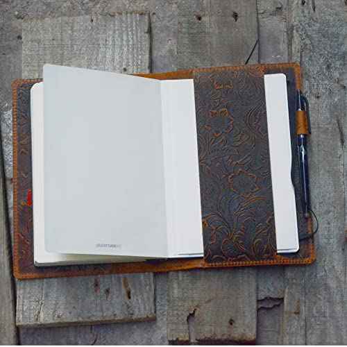 JJNUSA Leather Cover Compatible With Leuchtturm1917 Composition B5 7" x 10" Notebook Travel Journal Cover Distressed Refillable Writing Diary Flower Brown