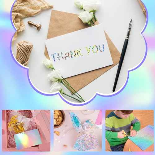 24 Sheets Holographic Cardstock 8.5 x 11, 250gsm/92lb Metallic Cardstock Glitter Shiny Iridescent Mirror Paper Thick Card Stock Paper for Crafts, Card Making, Party Decoration, Scrapbook Supplies