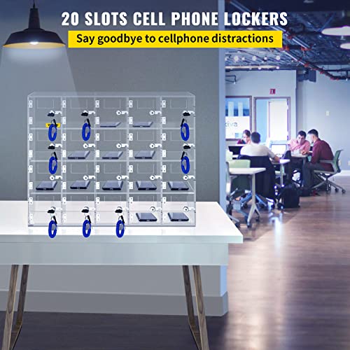 VEVOR Cell Phone Storage Locker, 20 Slots Acrylic Material with Door