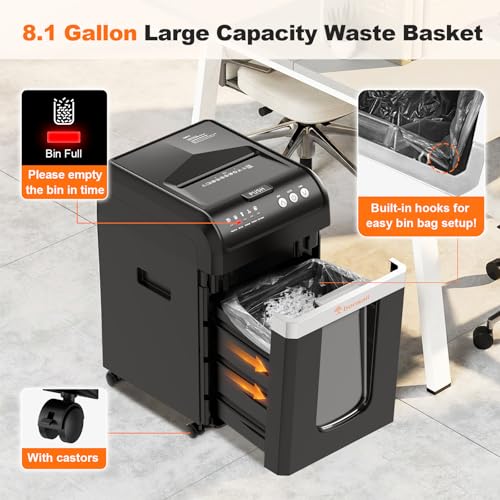 Bonsaii Heavy Duty Micro Cut Paper Shredder 200-Sheet Auto Feed Large Black Office
