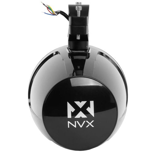 NVX MVTSP8B (Pair) - 750W Peak (250W RMS) 8" V-Series 2-Way Marine Tower Speakers with LED Lighting & 359° Swiveling Clamps - Sport Black
