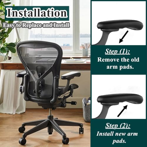 Armrest Replacement Pads for Herman Miller Aeron Classic (Graphite/Black) – 1 Pair