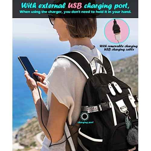Backpack for Women Teen Kids Girls, Water Resistant Casual Daypack Fits Laptop with USB Charging Port,Cute Bookbag for Travel,School,Hiking,Gift¡¦