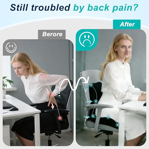 BankQF Black Ergonomic Seat Cushion with Lumbar Support – Coccyx Relief
