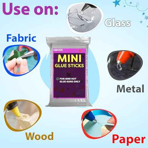 Mini Hot Glue Sticks for Glue Gun - 4" x 0.27 - Mini Clear Sticks Bulk - Ideal for Craft Projects - Bonds to Wood, Glass, Metal, Paper and More- 200 Pack