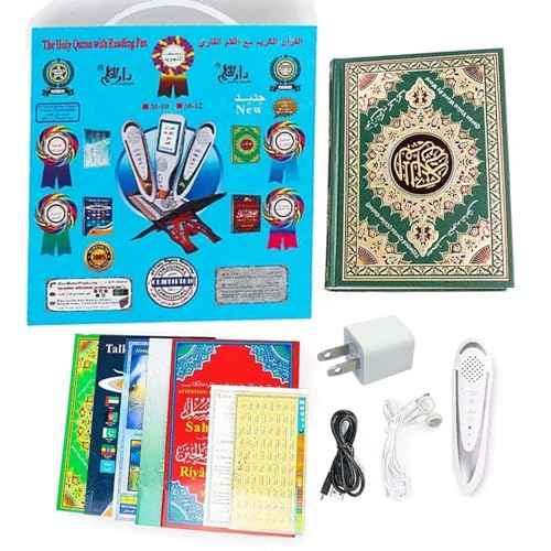 Quran Reading Pen, AIPEBANI Large Size Quran Book Electronic Reader Pen Word-by-Word Digital Rechargeable Holy Quran Recorder 25 Languages and Reciters 6 Books, Ramadan Gift for Kids Adults Blue