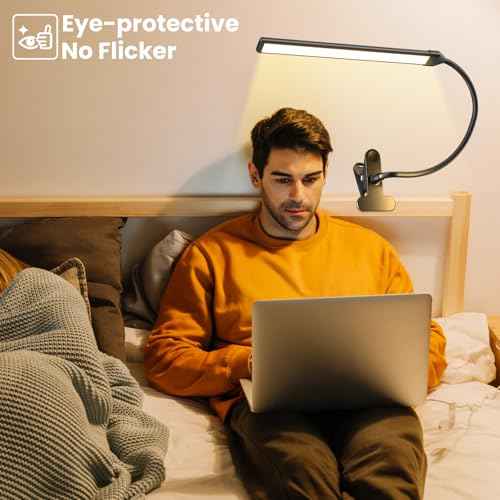 Clip-On LED Easel Lamp for Artists, 3 Color Modes, 10-Level Dimmable, 300lm Eye-Care Reading Light for Painting, Drawing with Flexible Arm, USB-Powered