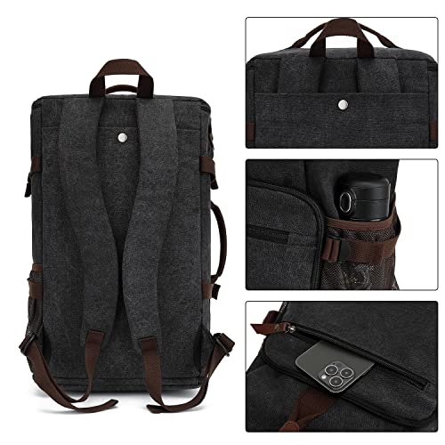 Kalesi Gym Duffle Bag Backpack 4-Way Vintage canvas with Shoes Compartment for travel Sport Hiking laptop (Vintage black)