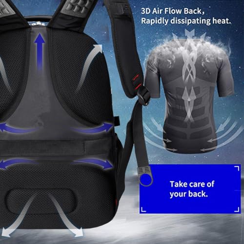 Extra Large Travel Laptop Backpack for Men - SHRRADOO Black 50L Capacity