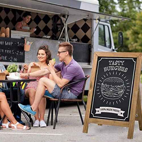 A Frame Chalkboard Sign 20¡± x 30¡± Large Chalkboard Easel Wooden Sidewalk Standing & Hanging Chalk Board Display for Restaurant,Farmhouse or Wedding Party Guide