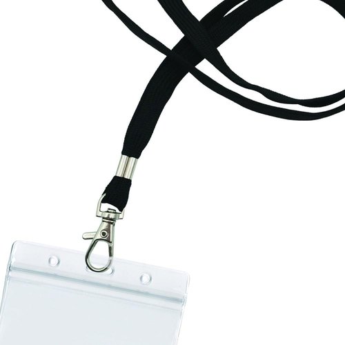 2Pack Heavy Duty ID Badge Holder by [Brand Name] - Clear Vertical Card Holder with Black Lanyards for Offices & Employees