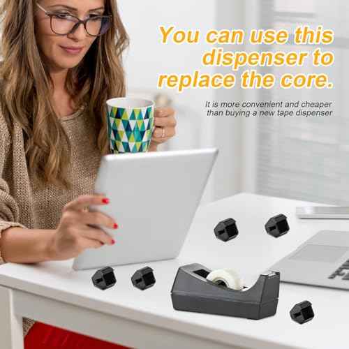 12pcs Tape Dispenser Core, Plastic Tape Dispenser Replacement Core Transparent Tape Dispenser Roll Insert Tape Dispenser Parts for Office Home School Supplies