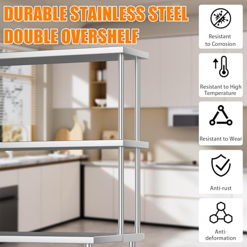 FinerFurnis 12 x 60 Stainless Steel Overshelf - 2-Tier Commercial Kitchen & Prep Shelf