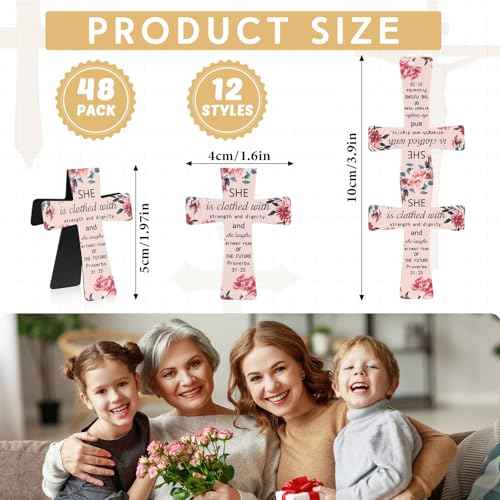 48 Pcs Magnetic Bookmarks Christian Cross Magnetic Page Markers Religious Bible Verses Bookmarks for Mother's Day Women Student Student School Church Bible Study Group (Flower)