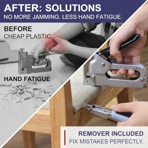 Heavy-Duty 3-in-1 Staple Gun Kit with Remover & 3000 Staples